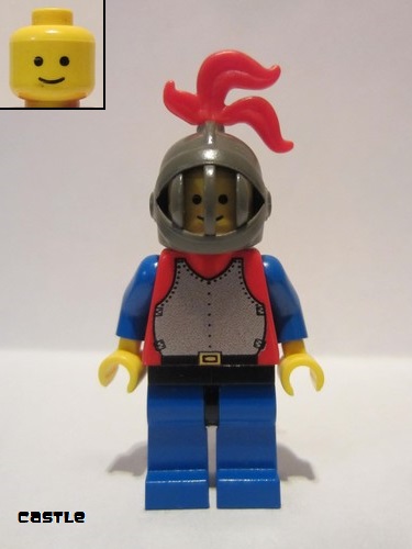 lego 1984 mini figurine cas189 Breastplate Red with Blue Arms, Blue Legs with Black Hips, Dark Gray Grille Helmet, Red Plume 