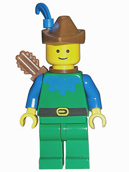 lego 1987 mini figurine cas134a Forestman Blue, Brown Hat, Blue Feather, Quiver 