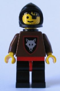lego 1992 mini figurine cas251 Wolf People Wolfpack 2 with Brown Arms, Black Hood, Black Plastic Cape 