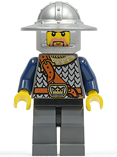 lego 2008 mini figurine cas381 Crown Knight Scale Mail With Chest Strap, Helmet with Broad Brim, Brown Beard and Sideburns 