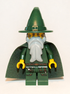 lego 2012 mini figurine cas509 Dark Green Wizard Light Bluish Gray Beard, Cape (Chess King) 