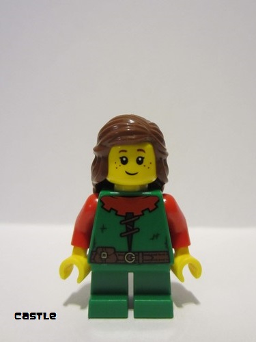 lego 2022 mini figurine cas573 Forest Girl Red, Long Braid, Detailed Face and Torso, Short Legs 