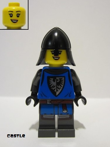 lego 2022 mini figurine cas575 Black Falcon Female, Pearl Dark Gray Detailed Legs, Black Neck Protector 