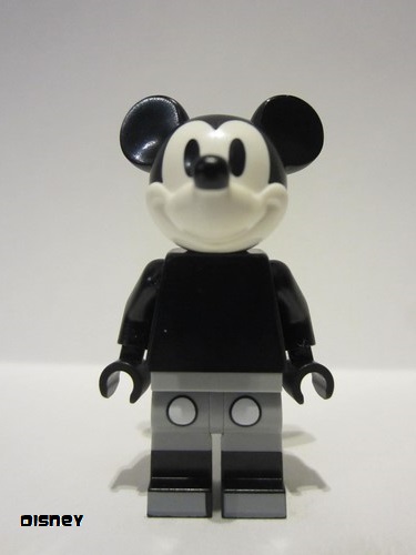 lego 2023 mini figurine dis141 Mickey Mouse Grayscale, Light Bluish Gray Legs 