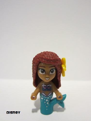 lego 2023 mini figurine dp178 Ariel Mermaid - Micro Doll, Dark Red Hair, Bright Light Orange Flower 