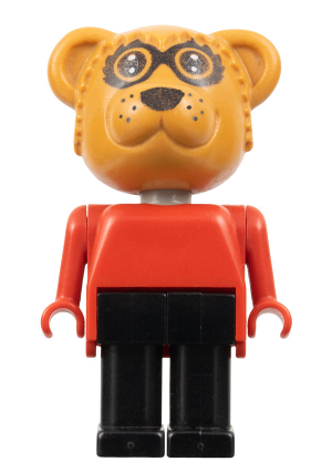 lego 1983 mini figurine fab12a Roger Raccoon Black Legs, Red Top, Small Eyes Mask 