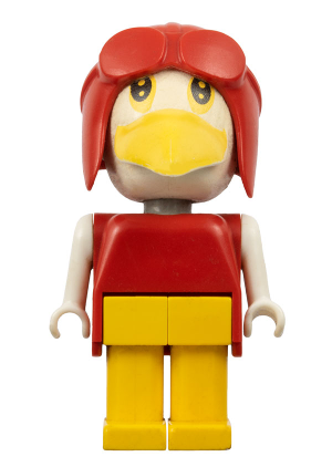lego 1984 mini figurine fab4f Sandy Seagull / Albert Albatross Red Pilot Helmet, White Head 
