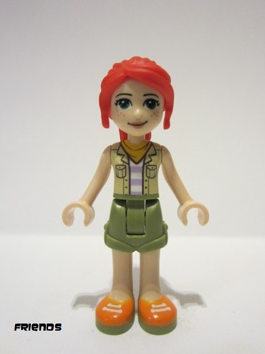 lego 2022 mini figurine frnd527 Mia Olive Green Shorts, Orange Shoes, Tan Vest, Bright Light Orange Scarf 