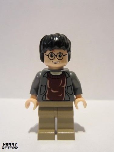 lego 2004 mini figurine hp041 Harry Potter Dark Bluish Gray Open Shirt Torso, Dark Tan Legs 