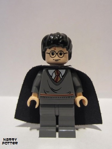 lego 2004 mini figurine hp056a Harry Potter Gryffindor Stripe Torso, Dark Bluish Gray Legs, Plain Black Cape 