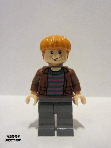 lego 2004 mini figurine hp058 Ron Weasley Brown Open Shirt and Striped Sweater 