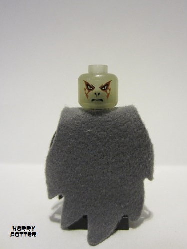 lego 2005 mini figurine hp069d Voldemort Glow In Dark Trans Head, Dark Bluish Gray Dementor Style Cape 