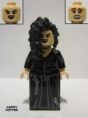 lego 2010 mini figurine hp092 Bellatrix Lestrange Black Dress, Long Black Hair 