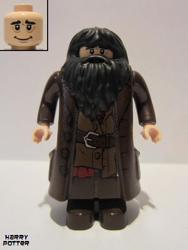 lego 2010 mini figurine hp111 Hagrid Dark Brown Topcoat with Buttons (Light Nougat Version with Moveable Hands) 