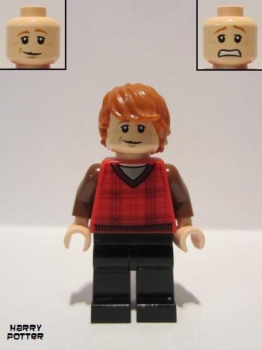 lego 2010 mini figurine hp113 Ron Weasley Tartan Vest, Black Legs 