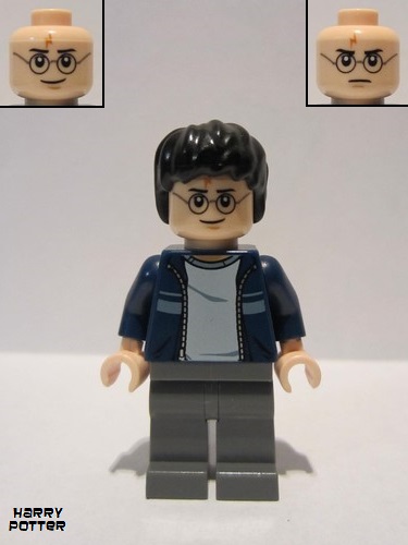 lego 2010 mini figurine hp116 Harry Potter Dark Blue Open Jacket with Stripe, Dark Bluish Gray Legs 
