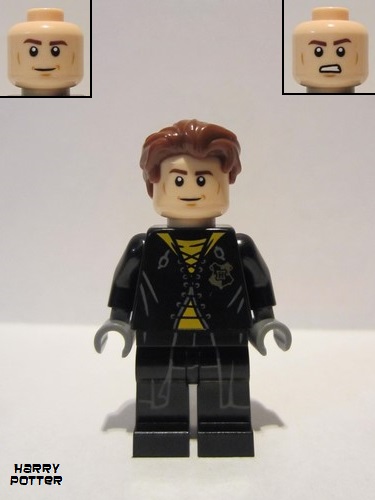 lego 2019 mini figurine hp179a Cedric Diggory Black and Yellow Uniform, Shirt Tail 