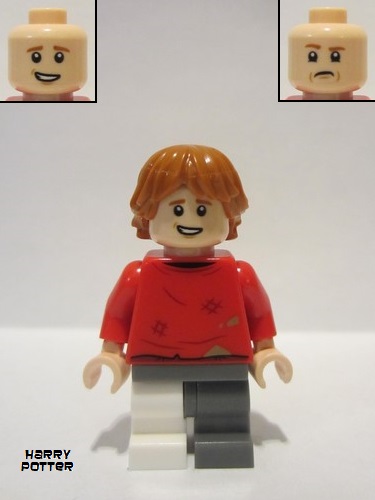 lego 2022 mini figurine hp328 Ron Weasley Red Sweater, Leg Cast 