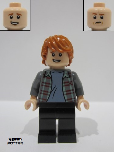 lego 2022 mini figurine hp395 Ron Weasley Plaid Shirt, Black Legs 