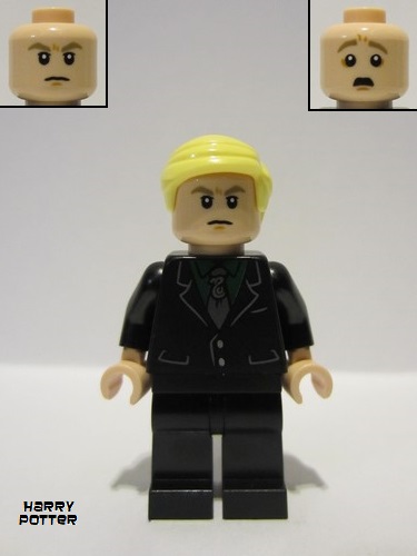 lego 2023 mini figurine hp412 Draco Malfoy Black Suit, Slytherin Tie, Neutral / Scared 