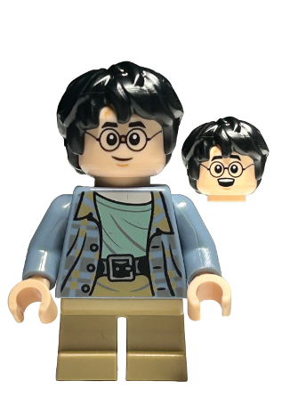 lego 2023 mini figurine hp449 Harry Potter Sand Blue Jacket, Dark Tan Short Legs, Broken Glasses 