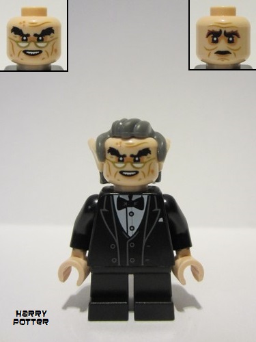 lego 2023 mini figurine hp457 Goblin Black Tuxedo, Dark Bluish Gray Hair, Glasses 