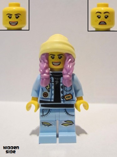 lego 2019 mini figurine hs014 Parker L. Jackson Denim Jacket with Beanie (Open Mouth Smile / Scared) 