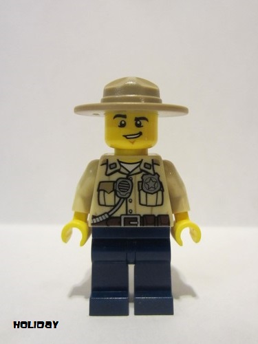 lego 2015 mini figurine hol061 Swamp Police - Officer Shirt, Dark Tan Hat, Lopsided Grin 