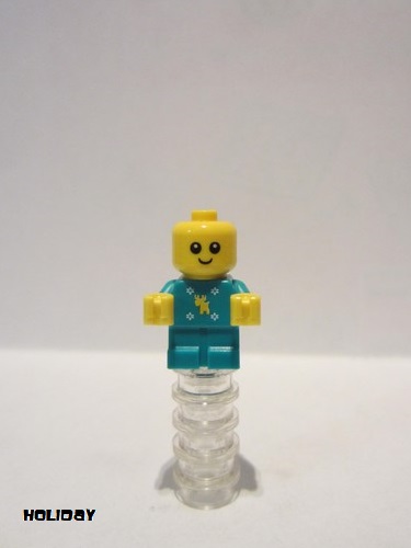 lego 2018 mini figurine hol121 Baby Dark Turquoise Body with Moose and Snowflakes and Yellow Hands 