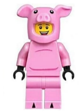lego 2019 mini figurine hol137 Dragon Dance Performer Pig Costume, No Tail, Open Mouth Smile with White Teeth and Red Tongue 