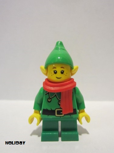lego 2020 mini figurine hol206 Elf Green Scalloped Collar with Bells, Scarf 