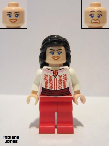 lego 2009 mini figurine iaj036 Marion Ravenwood Red and White Cairo Outfit 