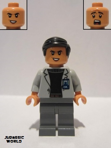 lego 2020 mini figurine jw068 Dr. Wu Light Bluish Gray Jacket, Evil Smile / Scared 