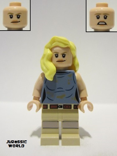 lego 2023 mini figurine jw110 Dr. Ellie Sattler Sand Blue Sleeveless Shirt, Hair over Shoulder 