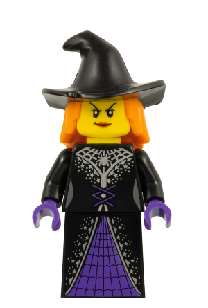 lego 2022 mini figurine hol301 Witch Black Floppy Hat, Orange Hair, Dark Purple Trim 