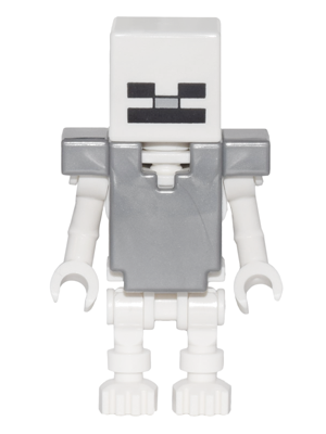 lego 2016 mini figurine min033 Skeleton Minecraft, with Cube Skull - Flat Silver Armor 