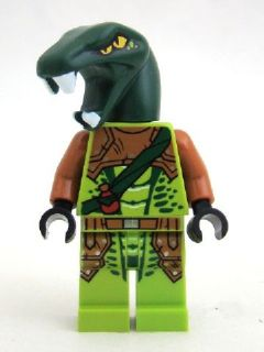 lego 2016 mini figurine njo217 Zoltar Serpentine Snake Warrior, Lime with Scales, Dark Orange Armor Coverings, Dark Green Strap with Red Vial 