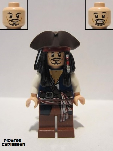 lego 2011 mini figurine poc024 Captain Jack Sparrow With Tricorne and Blue Vest 