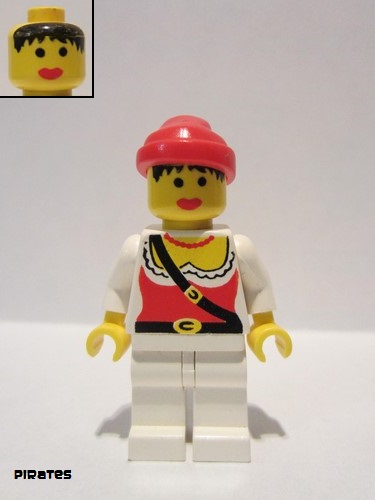 lego 1991 mini figurine pi058 Pirate Female, White Legs, Red Bandana 