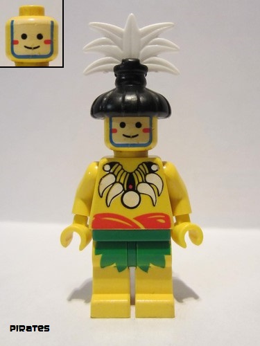 lego 1994 mini figurine pi069 Islander King, with Black Hair-Piece 