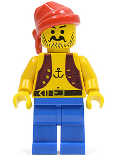 lego 1996 mini figurine pi013 Pirate Anchor Dark Purple Vest, Blue Legs, Red Bandana 