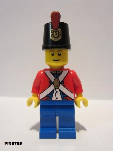 lego 2011 mini figurine pi135b Imperial Soldier II Shako Hat Printed, Blue Legs, Male, Reddish Brown Eyebrows 