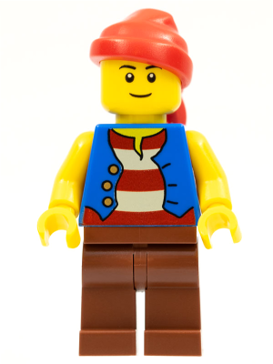 lego 2011 mini figurine pi137a Pirate Blue Vest, Reddish Brown Legs, Red Bandana, Black Eyebrows 