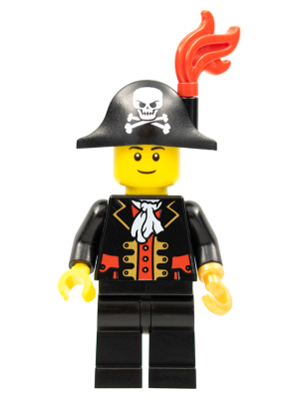 lego 2011 mini figurine pi138a Captain Bicorne Hat with Skull and Plume, Black Eyebrows 