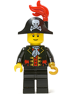 lego 2011 mini figurine pi138b Captain Bicorne Hat with Skull and Plume, Reddish Brown Eyebrows 