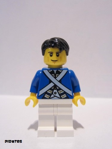 lego 2015 mini figurine pi174 Bluecoat Soldier 6 Cheek Lines, Black Hair 