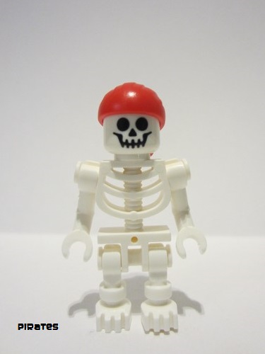 lego 2023 mini figurine pi195 Skeleton Pirate, Standard Skull, Red Bandana with Double Tail in Back, Bent Arms 