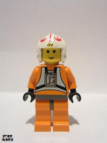 lego 1999 mini figurine sw0019 Luke Skywalker Pilot<br/>Dark gray hips 