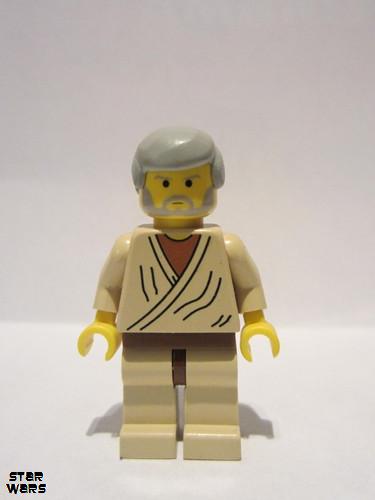 lego 1999 mini figurine sw0023 Obi-Wan Kenobi Old, yellow face, gray hair 