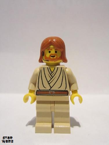 lego 2002 mini figurine sw0055 Obi-Wan Kenobi Young with dark orange hair<br/>Headset 